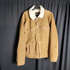 Hollister Mens XXL Tan Brown Corduroy Sherpa Lined Trucker Jacket 332024222